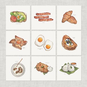 Breakfast & Brunch (1 of 3): Notecard / Thank You Card / Message Card / Birthday Card / Food Illustration / Eggs / Croissant / Avocado Toast