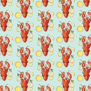 Lobster: Gift Wrap Paper (13x19 sheet) / Birthday / Holidays / Scrapbooking / Cooking / Culinary / Lobster / Crustacean / Seafood