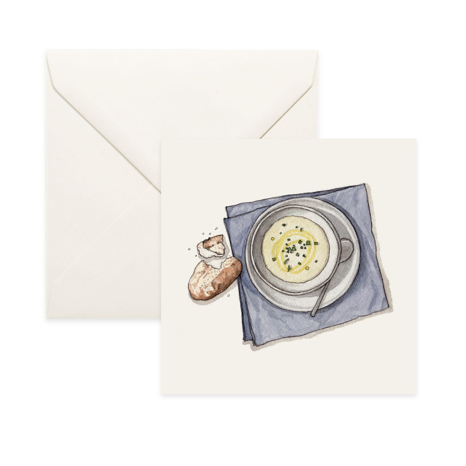 Soup & Bread Notecard / Thank You Card / Message Card / Etsy
