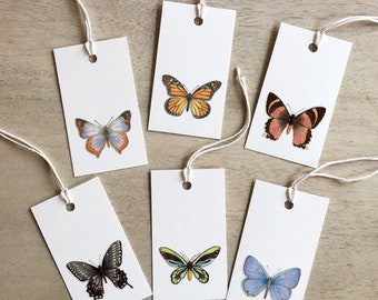 Butterflies & Moths 2 of 2: Gift Tags / Birthday / Anniversary / Party Favors / Birdwing / Common Opal / Monarch / Zodiac Moth / Xerces Blue