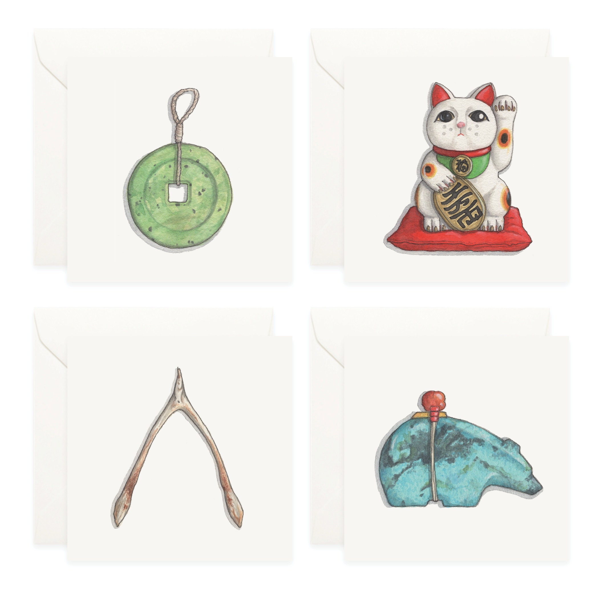 Lucky Charms Mini Cards Box Set / Gift Tags / Watercolor Etsy