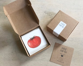 Tomatoes: Mini Cards Box Set / Gift Tags / Watercolor Illustration / Tiny Message / Party Favors / Stocking Stuffers / Gifts Baskets