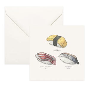 Sushi . Nigiri: Notecard / Thank You Card / Message Card / Birthday Card / Watercolor Illustration / Japanese / Seafood / Tuna