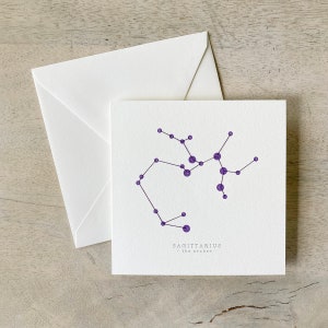 Sterrenbeelden: Boogschutter / Dierenriem / Kikkererwt / Notecard / Bedankkaart / Berichtkaart / Sterren / Astrologie / Astronomie / Boogschutter