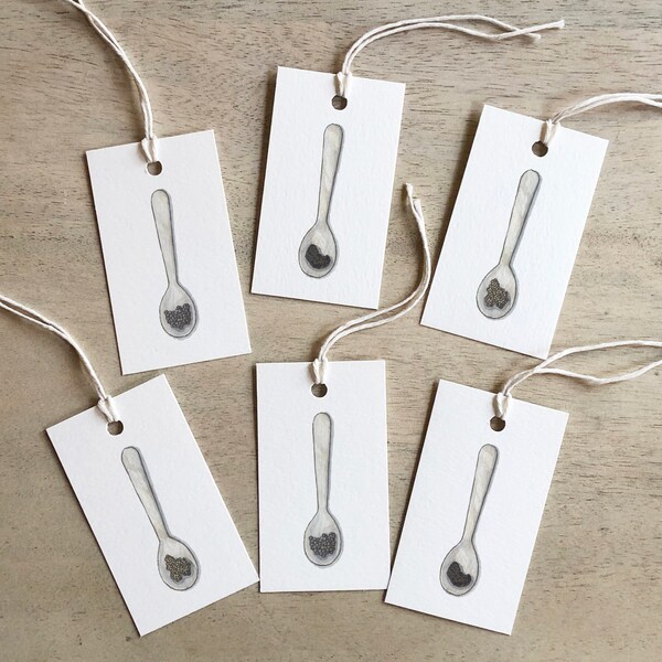 Caviar Spoons: Gift Tags / Parties / Birthday Holidays / Party Favors / Celebration / New Years / Seafood / Beluga / Ossetra / Sevruga