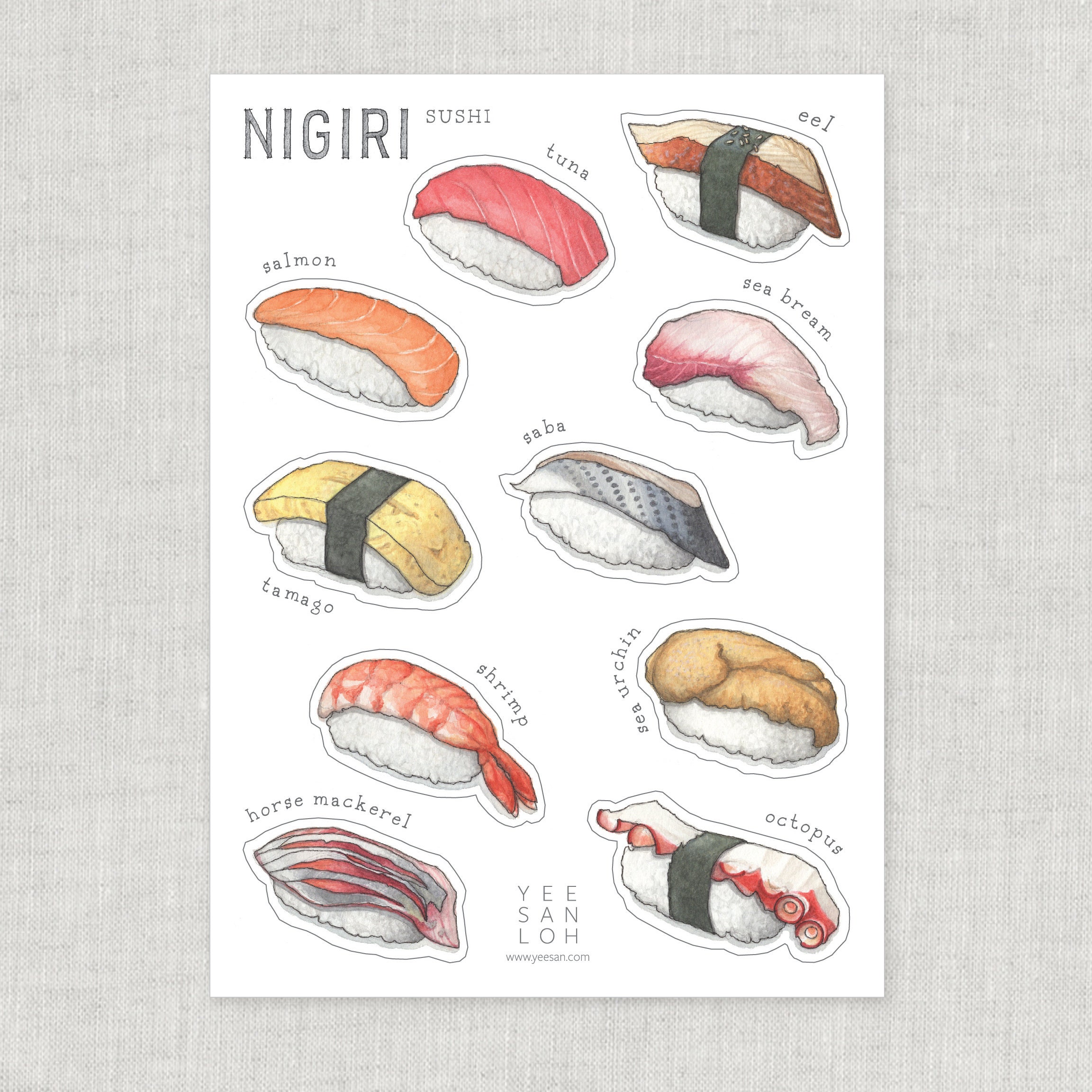 Sushi Food Decorative Stickers Scrapbooking Album Diary Sticker Decoration  46pc