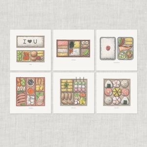 Cajas Bento (1 de 2): Tarjeta de notas / Tarjeta de agradecimiento / Tarjeta de mensaje / Cumpleaños / Acuarela / Lonchera japonesa / Aisai / Ekiben / Koraku
