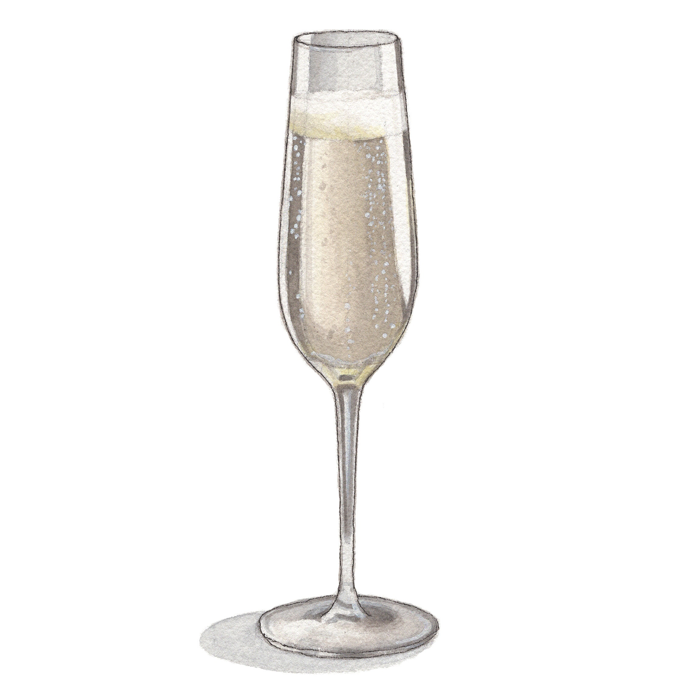 Champagne 8.5x11 Art Print / Flute / Watercolor Illustration Etsy