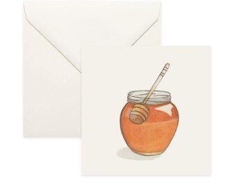 Honey & Bee: Honey / Notecard / Thank You Card / Message Card / Birthday Card / Nature Illustration / Bee