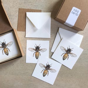 Honey Bee: Mini Cards Box Set / Gift Tags / Watercolor Illustration / Tiny Messages / Party Favors / Stocking Stuffers / Gift Baskets / Bees