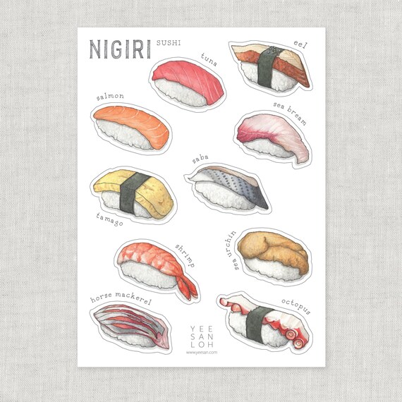 Stickers Sushi Nigiri Scrapbooking Arts Craft Etsy Singapore