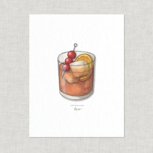 Cocktails (3 of 3): 8.5 x 11 Art Print / Watercolor Illustration /  Home Decor / Cocktail / Moscow Mule / Negroni / Old Fashioned / Whiskey