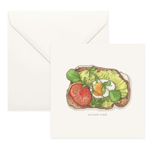 Breakfast & Brunch (1 of 2): Notecard / Thank You Card / Message Card / Birthday Card / Food Illustration / Eggs / Croissant / Avocado Toast