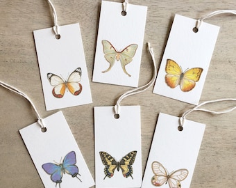 Butterflies & Moths 1 of 2: Gift Tags / Birthday / Anniversary / Party Favors / Swallowtail / Luna Moth / Yellow Apricot / Blue Hairstreak