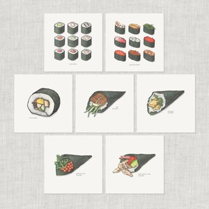 寿司.巻き（1/2）：ノートカード / サンキューカード / メッセージカード / バースデーカード / 水彩イラスト / 細巻き / 太巻き / 日本語