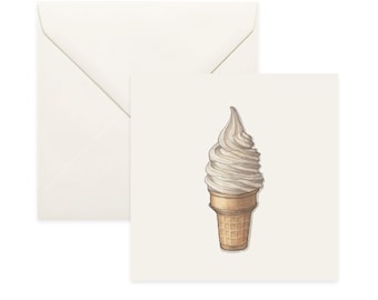 Ice Cream: Soft Serve / Notecard / Thank You Card / Message Card / Birthday Card / Valentine's Card / Food Illustration / Vanilla