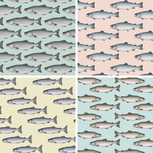 Salmão . Espécie: papel de embrulho/aniversário/festas/aniversário/feriados/peixe/salmão/atlântico/rei/rosa/sockeye/chinook