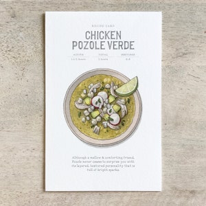Frango Pozole Verde: Cartão de Receitas / Bloco de Notas / Obrigado / Aniversário / Comemoração / Receitas / Comida / Culinária / Comida Mexicana / Pozole Verde