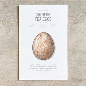 Huevo de té chino: Tarjeta de receta / Tarjeta de notas / Gracias / Cumpleaños / Celebración / Ilustración de comida / Recetas / Comida / Cocina / Huevos / Asiático