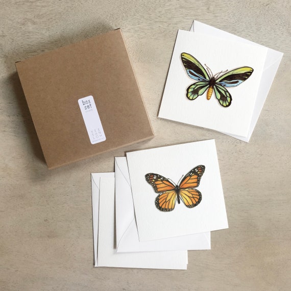 Ensemble d'enveloppes en papier papeterie papillon avec coffret