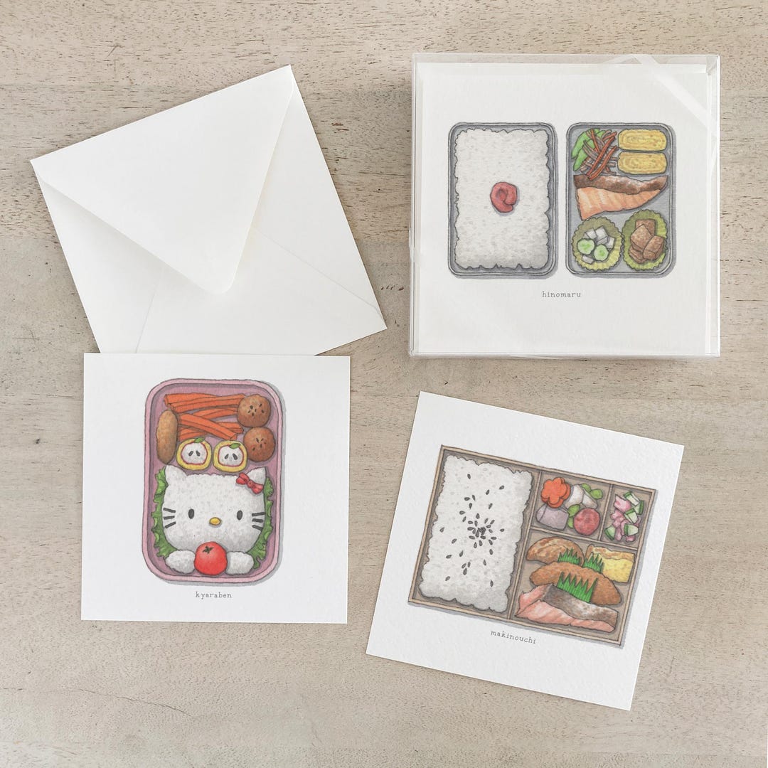 Bento Box Card Design Bento Boxes: Box Set Cards - Etsy