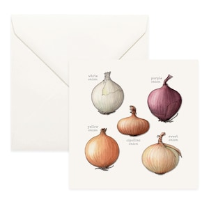 Alliums: Notecard / Thank You Card / Message Card / Birthday Card / Halloween / Watercolor Illustration / Garlic / Onion / Scallion