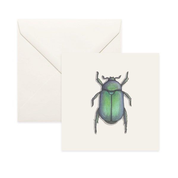 Lucky Charms: Scarab / Good Luck / Notecard / Thank You Card / Message Card / Birthday Card / Watercolor Illustration / Egyptian