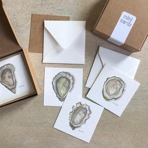 Ostras: Caja de minitarjetas / Etiquetas de regalo / Ilustración en acuarela / Mensajes pequeños / Recuerdos de fiesta / Regalos para calcetines navideños / Regalos / Ostras