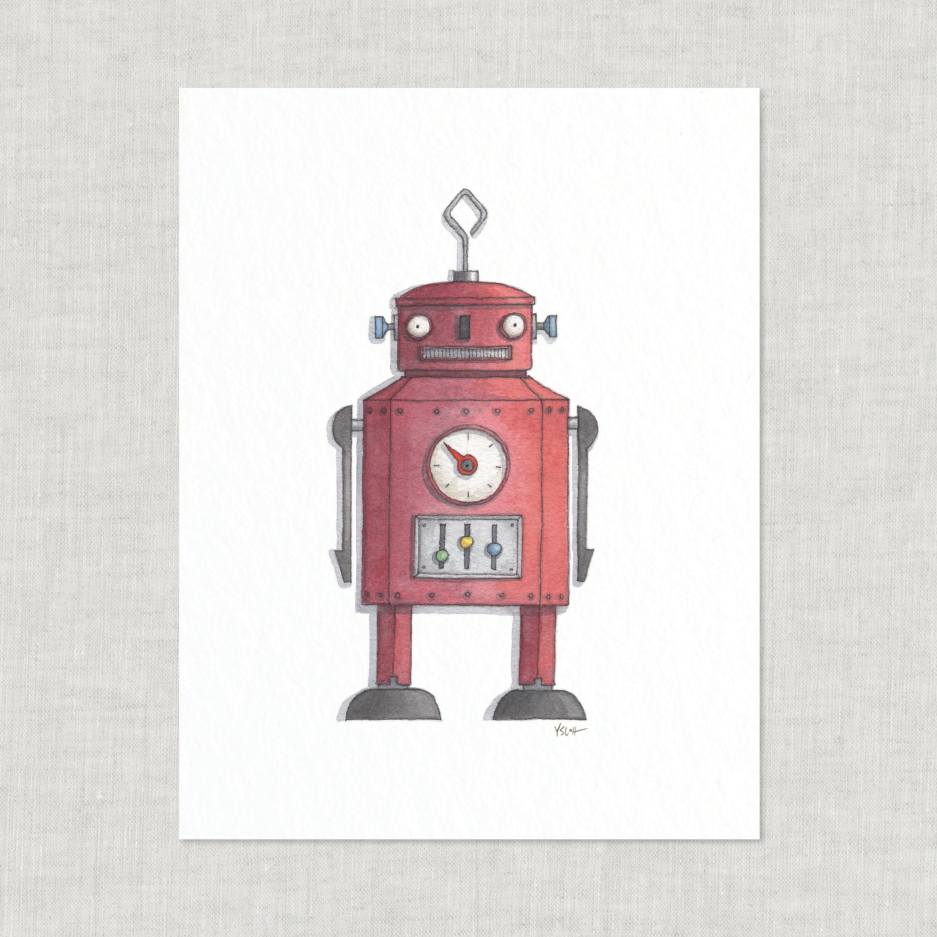 Robots (2 of 2): 8.5x11 Art Prints / Watercolor Illustration