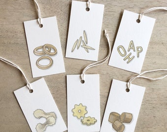 Pasta 4 of 4 (Soup): / Gift Tags / Parties / Birthday / Favors / Culinary / Food / Orzo / Alfabeto / Stelle / Anelli / Farfalline / Ditalini