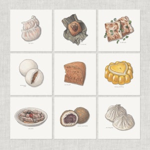 点心（3 枚中 2 枚目）： ノートカード / サンキューカード / メッセージカード / 誕生日 / 水彩画 / 中華料理 / 飲茶 / 餃子 / シューロン包