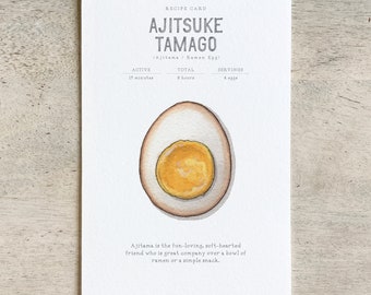 Ajitama: Recipe Card / Notecard / Thank You / Birthday / Celebration / Food Illustration / Recipes / Cooking / Ajitsuke Tamago / Ramen Egg