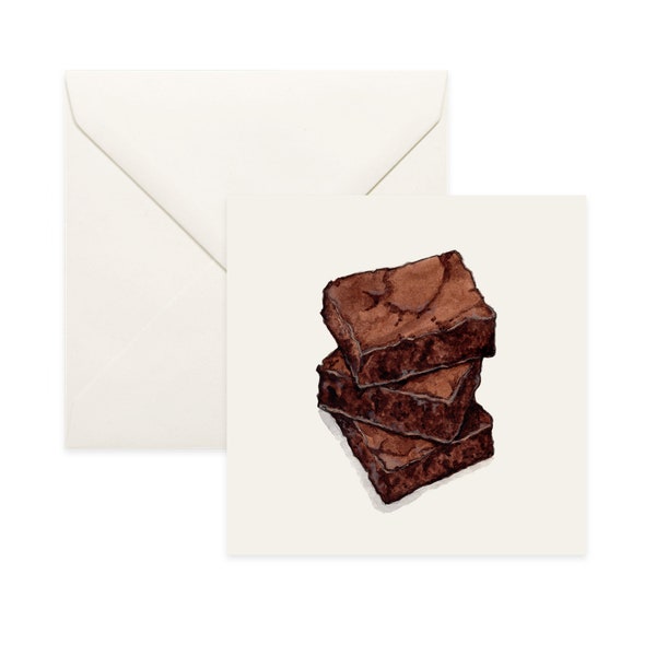 Desserts: Brownies / Notecard / Thank You Card / / Message Card / Birthday Card / Food Illustration / Dessert / Brownie