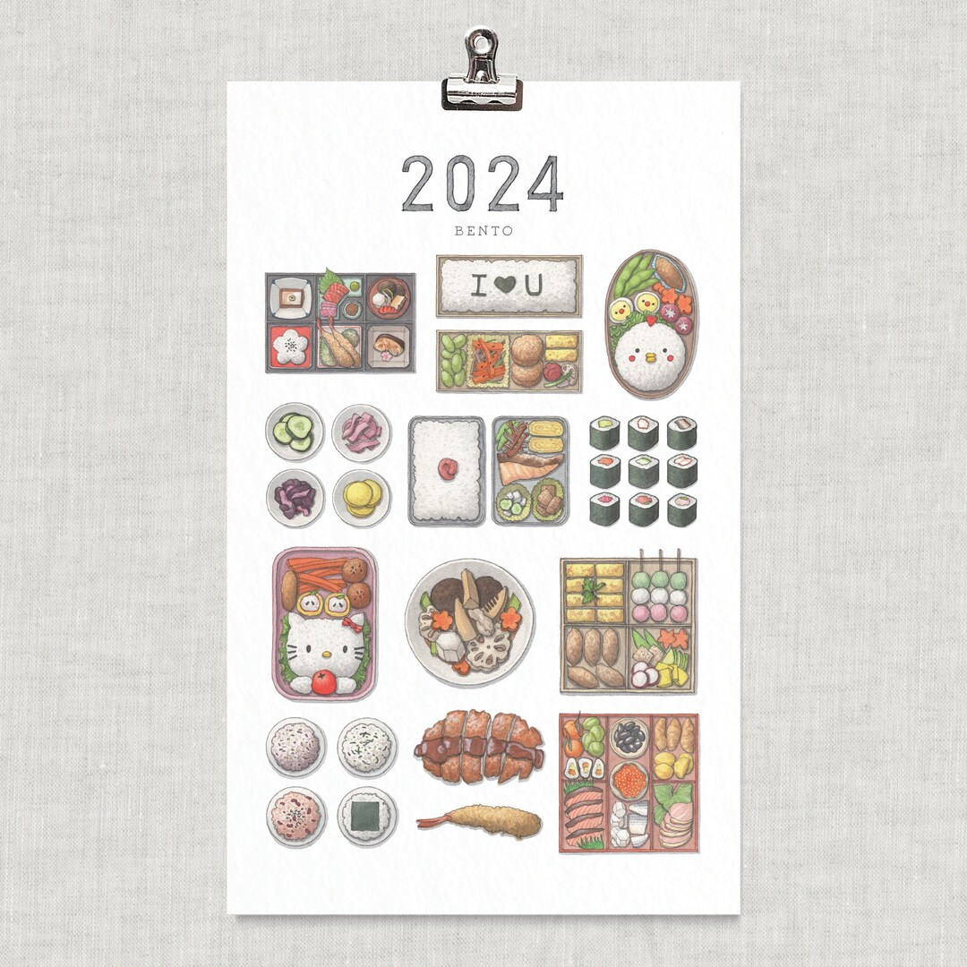 2025 Calendar Bento / Food Illustration / Japanese Cuisine / Lunch