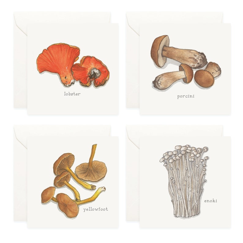 Mushrooms: Mini Cards Box Set / Gift Tags / Watercolor Illustration / Tiny Messages / Party Favors / Stocking Stuffers / Gifts / Mushroom image 4