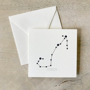 Sterrenbeelden: Schorpioen / Dierenriem / Kikkererwt / Notecard / Bedankkaart / Berichtkaart / Sterren / Astrologie / Astronomie / Schorpioen