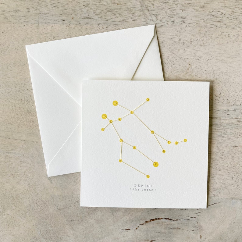 Constellations: Gemini / Zodiac / Chick Pea / Notecard / Thank You Card / Message Card / Stars / Astrology / Astronomy / Twins image 1