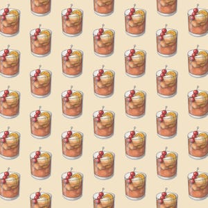 Cocktails: 01 Whiskey & Bourbon / Gift Wrap Paper / Birthday / Parties / Anniversary / Holidays / Cocktail / Beverages / Manhattan / Pisco