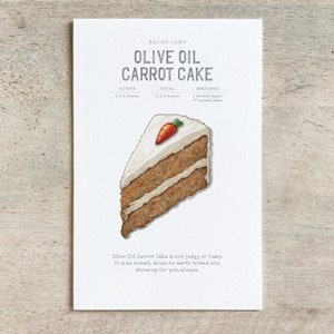 Bolo de Cenoura com Azeite: Cartão de Receita / Cartão de Notas / Obrigado / Aniversário / Comemoração / Receitas / Comida / Culinária / Assar / Sobremesa / Doces