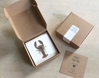 Lobsters: Mini Cards Box Set / Gift Tags / Watercolor Illustration / Tiny Messages / Party Favors / Stocking Stuffers / Gifts / Seafood