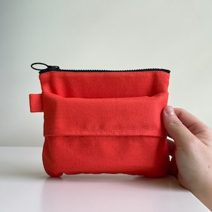 Bolsa de pañuelos de viaje Zero Waste y pañuelos faciales reutilizables de franela de algodón - Naranja / Porta pañuelos de viaje / Bolsa con cremallera / Pañuelos