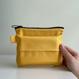 Bolsa de pañuelos de viaje Zero Waste y pañuelos faciales reutilizables de franela de algodón - Amarillo / Porta pañuelos de viaje / Bolsa con cremallera / Pañuelos