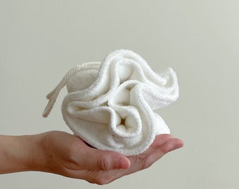 Zero Waste Bamboo Bath Pouf | Eco, Plastic Free, Reusable & Washable Bath Loofah | Shower Pouf | Shower Scrunchie | Eco-friendly Gift