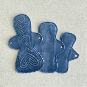 Stoffunterlagen-Starter-Set | 3 Pads Bio Bambus Velour | 6,5 cm 2,75 Zoll 3 Zoll Schnappbreite | 20 cm leicht 10 Zoll mittelschwer 30 cm schwer | Auslaufsicher