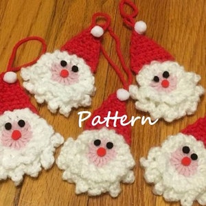 Crochet Santa&quot; PATTERN ONLY&quot;, Santa Clause Ornament, Christmas Tree Ornament, Hand Crafted, Crochet Christmas Ornament, PDF Download