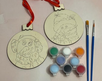 DIY Snowman Ornament Paint Kit - Christmas Ornament Craft Kit, Adults and Children - Set Of 2 Ornaments