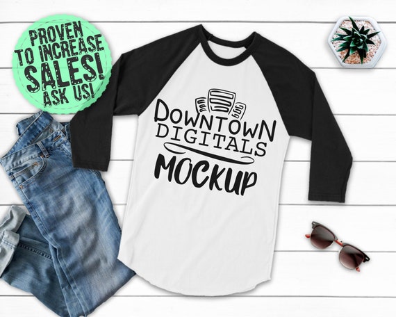 Raglan Mockup Flat Lay Raglan Tultex 245 Mockup American