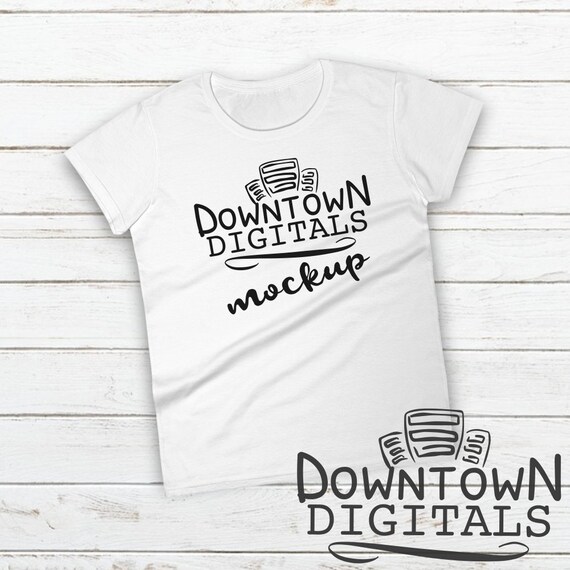 Flat Lay Mockup White Womens T-Shirt Anvil 880