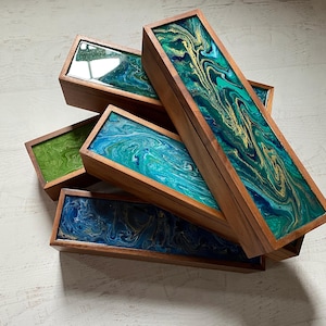 Colorful Wooden Tea Box / 5 Compartments / Tea Lover Gift / Elegant Tea Organizer / Tea Caddy