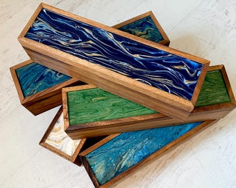 Wooden Tea Bag Organizer, 5 Compartment Tea Box, Hand Painted Tea Chest, Tea Lover Gift - Christmas Gift